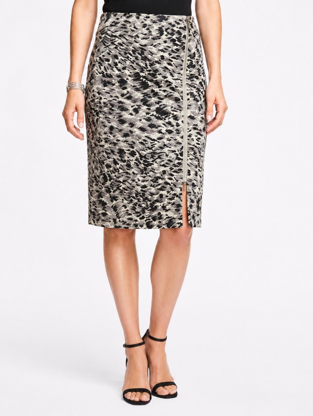 ❤️ NWT! TALBOTS ANIMAL PRINT PENCIL SKIRT, ADJUSTABLE ZIP SLIT, 6 (28)